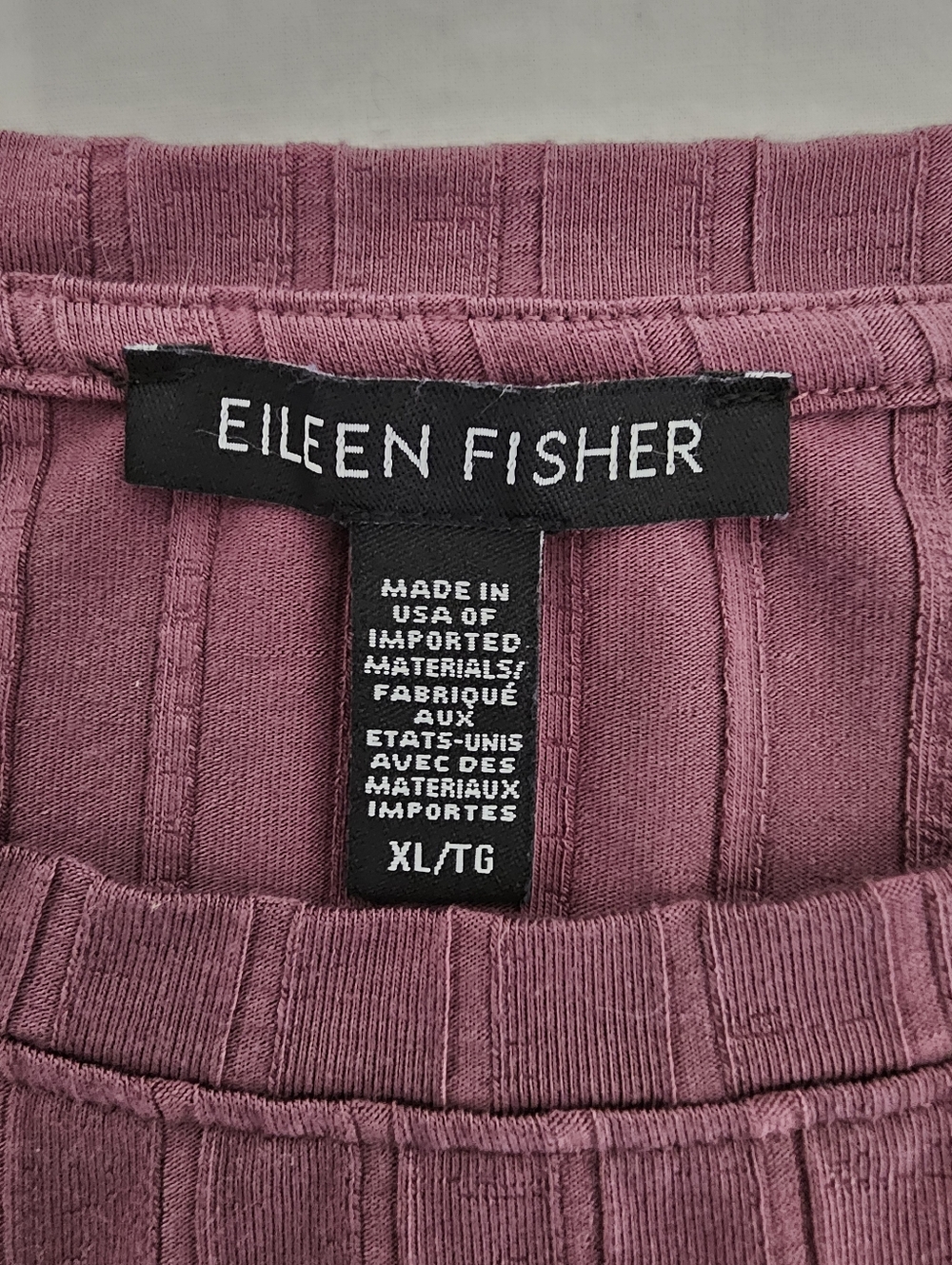 Eileen Fisher XL Ribbed Lyocell Stretch Tunic Top Mauve Purple Minimalist - Picture 6 of 8
